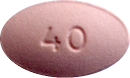 A light pink oval tablet imprinted with 40